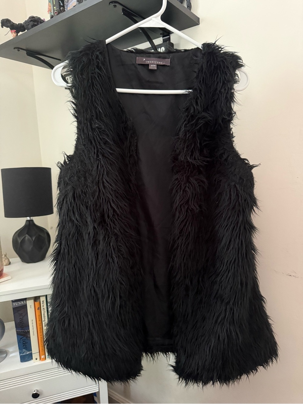 twentyone Black Shaggy Faux Fur Open-Front Vest